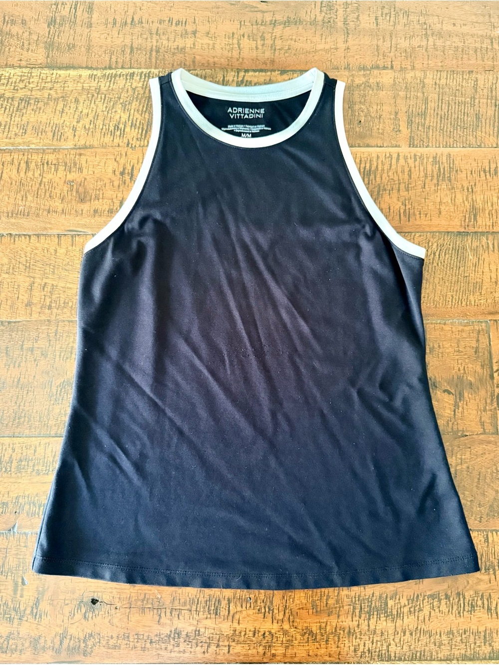 Adrienne Vittadini Black Tank with White Trim